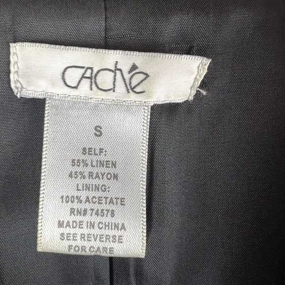Vtg Cache Blazer S Oversized Linen Blend One Button Jacket - Picture 4 of 8